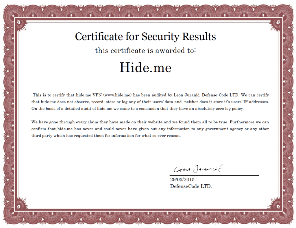 hide.me security certificate